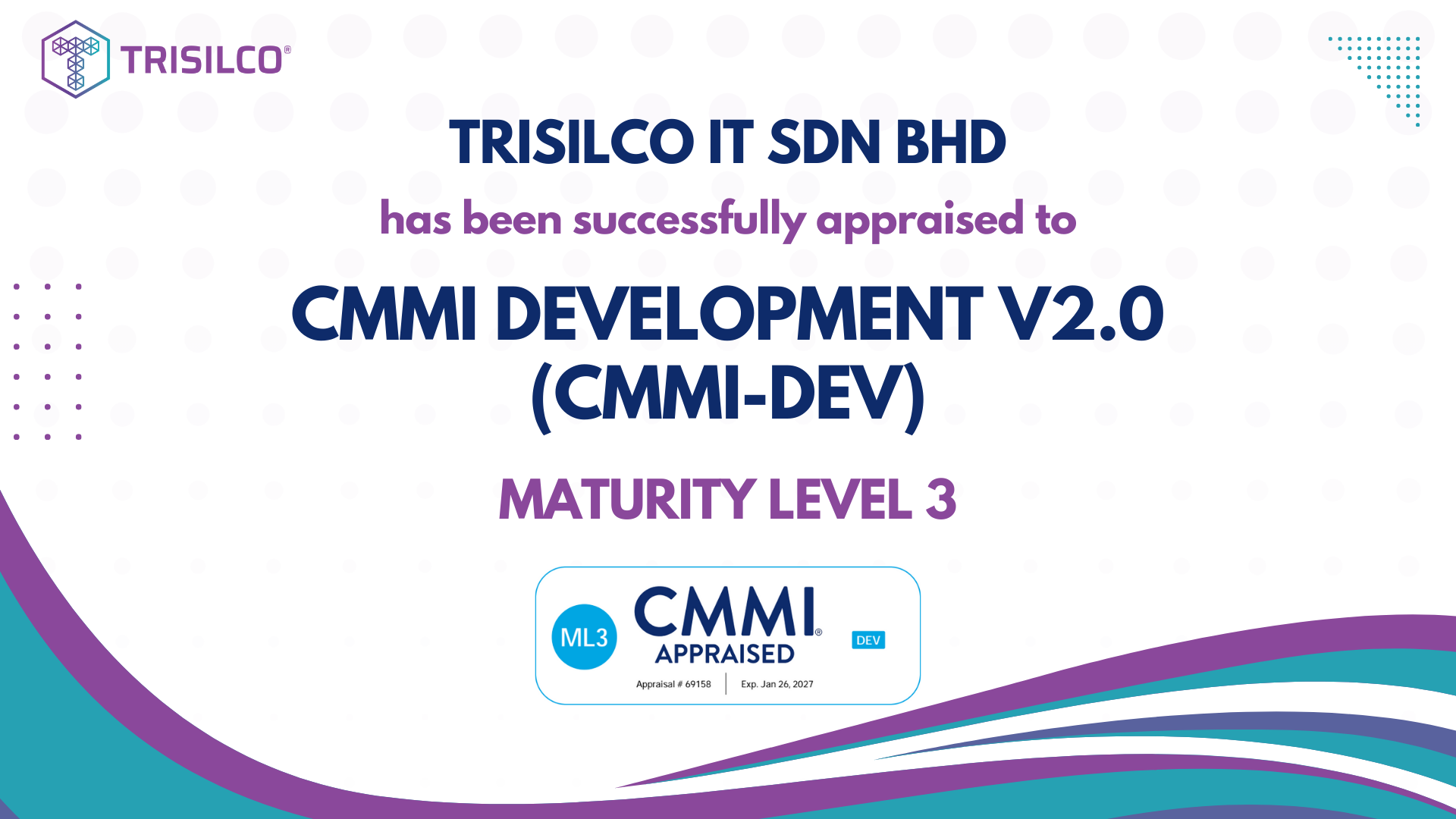 Trisilco IT Attains CMMI Level 3 Accreditation, Demonstrating Commitment to Excellence in Process Improvement